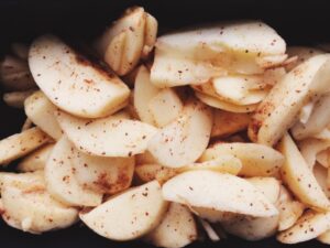 Peeled and seasoned potaotes