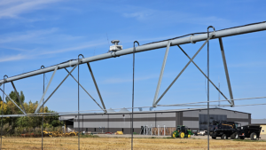 A closeup of irrigation pipes