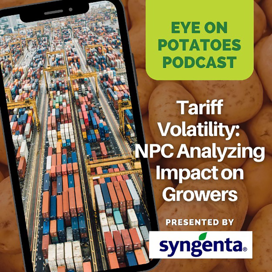 An image of shipping containers overlaid on a podcast ad