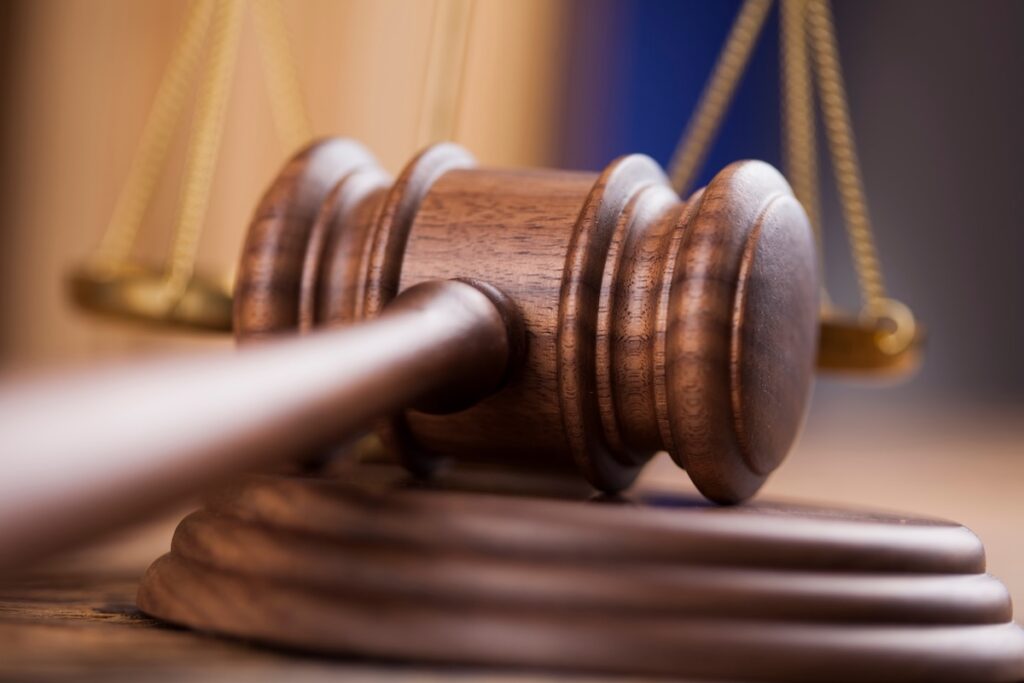 An up-close view of a wooden gavel