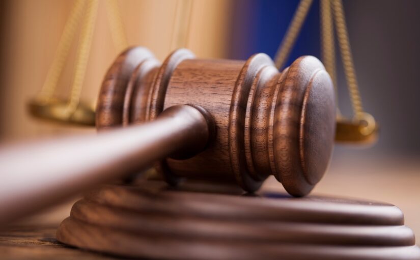 An up-close view of a wooden gavel