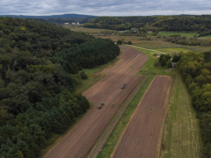 An aerial view of Mythic Farms. 
