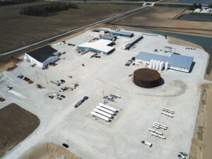 an overhead view of a production facility